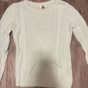 Old Navy Blue Crew Neck Cable Knit Sweater